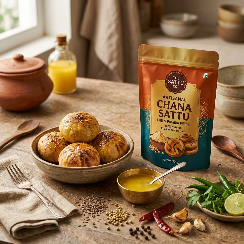 Traditional Litti Chokha & Paratha Special Filling Sattu — Buy Online at Makhana Gold Traditional Litti Chokha & Paratha Special Filling Sattu